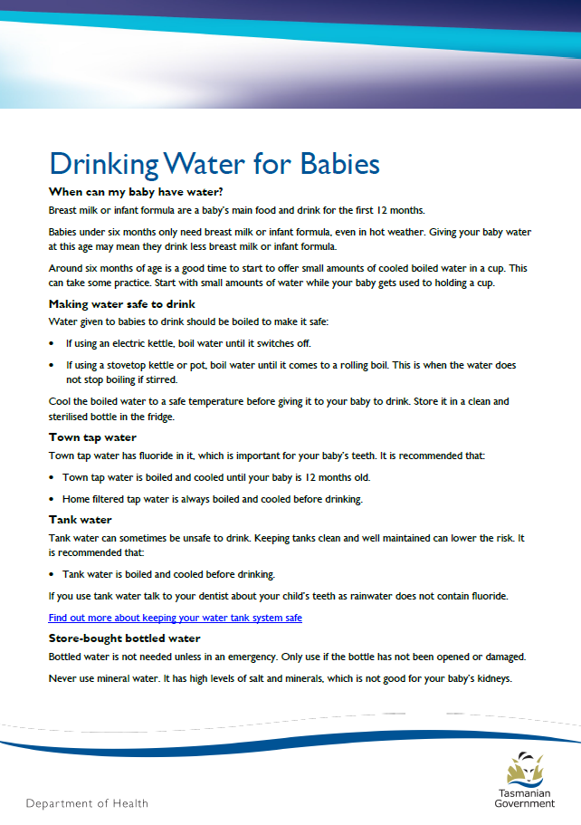 Water for infants store under 6 months